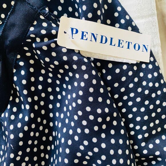 Pendleton Yacht Club Navy Polka Dot Pleated Classic Preppy A Line Skirt 16P - Picture 5 of 10